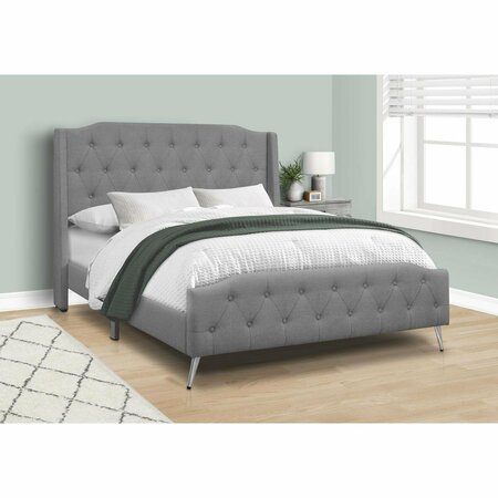 DAPHNES DINNETTE Metal Legs Grey & Chrome Transitional Queen Size Bed DA3067124